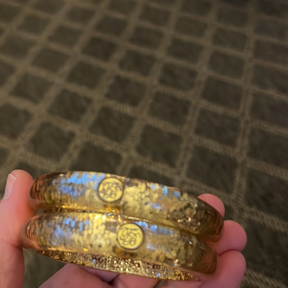 Fun Gold Sparkle Bangle Stackable Bracelets - image 2